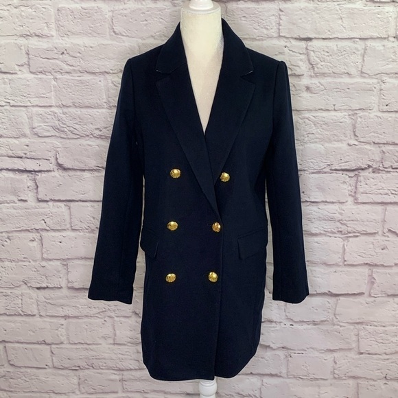 Banana Republic Navy Trench Coat - Picture 1 of 12